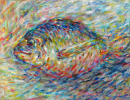 Fish, impressionistic, oil on paper,