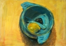 Blue cup with lemon,