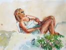 Woman sunbathing in Italy