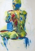 Nude, scetch,  sitting on a chair