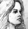Portrait, woman black eye, 