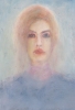 Portrait, woman with blue shirt