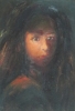 Portrait, young woman in dark room