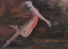 Woman flying in the dark